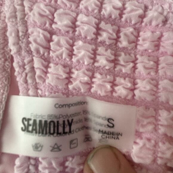 Seamolly Baby Pink Size XS Bathing Suit Textured Bikini Shell Detail Triangle - Picture 5 of 16